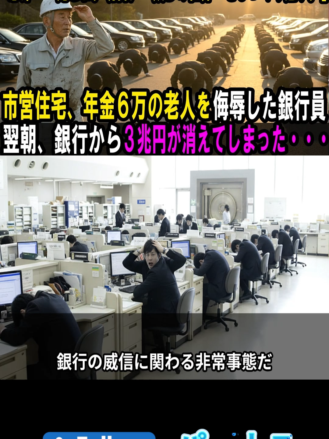 「もぅ来んなボケ老人‼」と侮辱した支店長…正体を知った銀行が翌朝１００台の黒塗り車で謝罪に来るが… パート7