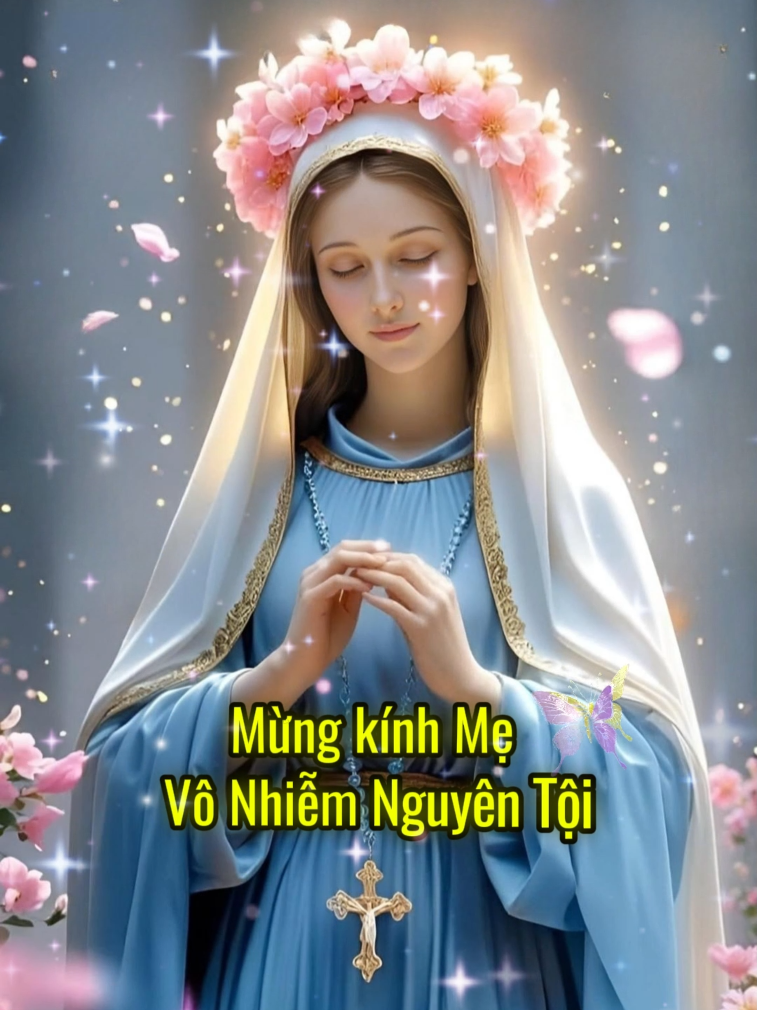 Mừng lễ ĐỨC MARIA VÔ NHIỄM NGUYÊN TỘI 8/12: “Mừng kính Mẹ Vô Nhiễm Nguyên Tội” là ca khúc được viết như một lời kinh hát, một tâm tình đơn sơ mà tha thiết dâng lên Đức Mẹ — Đấng được Thiên Chúa gìn giữ tinh sạch ngay từ giây phút đầu tiên của cuộc đời. Lời ca gợi lại lời chào của sứ thần Gabriel: “Kính mừng Maria đầy ơn phúc, Đức Chúa ở cùng Bà.” Giữa bao thế hệ nhân loại, không ai được diễm phúc như Mẹ — người đã tự do thưa “Xin Vâng” để mở ra con đường cứu độ cho trần gian. Bài hát ca ngợi Mẹ như Địa Đàng Mới, nơi ánh sáng ân sủng phá tan xiềng xích tội khiên. Mẹ mang đến hy vọng, gieo khởi đầu mới, và dẫn từng tâm hồn lầm lỡ trở về nguồn ơn cứu độ. Trong từng đoạn hát là lời cậy trông của người con: xin được nép dưới chân Mẹ, xin được Mẹ gìn giữ qua những ngày giông tố, xin Mẹ nâng đỡ trái tim yếu đuối để sống trọn trong ơn Chúa. Ca khúc là bản kinh nguyện được viết bằng âm nhạc — một lời tạ ơn, một lời chúc tụng, và một lời phó thác gửi đến Mẹ của toàn thể Hội Thánh:  Mẹ Vô Nhiễm – Mẹ diễm phúc – Mẹ của hy vọng và tình yêu.