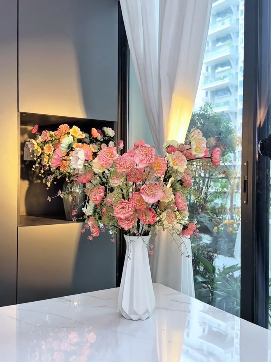 Hoa Trà Gạo kèm bình trang trí🧨 Sản phẩm ở giỏ hàng trong trang cá nhân em ạ❤️ #trangtritet #hoatrangtri #hoatragao #xomtrangtri #tet2026 