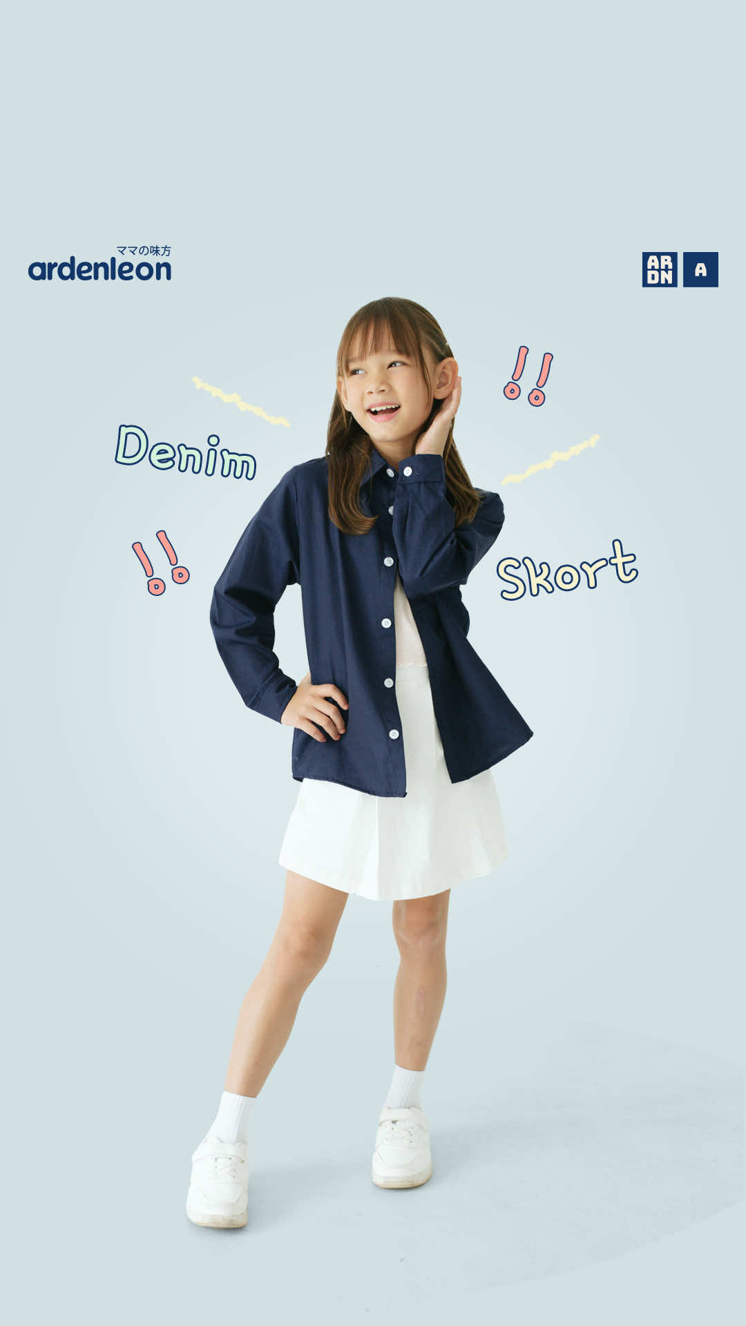 Rok celana denim yang bikin tampil manis tapi tetap leluasa. Wajib punya buat daily outfit sicantik! 💙👧✨