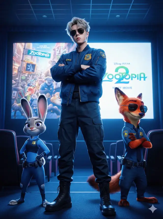 🐰 or 🦊  Prompt 📷✨ [Image Reference]: Keep the facial features from the uploaded image. [Camera Angle]: A cinematic low-angle 