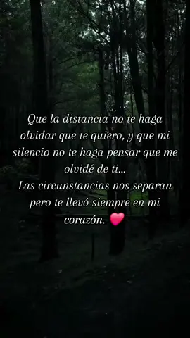 Que la distancia no te haga olvidar que te quiero, y que mi silencio no te haga pensar que me olvidé de ti... Las circunstancias nos separan pero te llevó siempre en mi corazón. ❤️  #frases✅ #reflexiones✅ #motivaciones✅ 