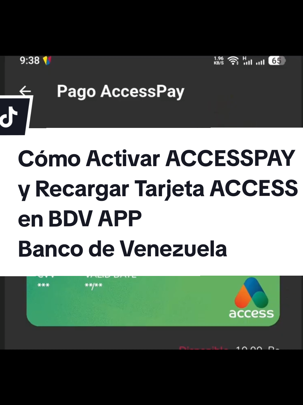 Cómo Activar ACCESS PAY y Recargar Tarjeta ACCESS del Banco de Venezuela a través de BDV APP. #ACCESSPAY #BDV #ACCESS #BANCODEVENEZUELA #fyp 