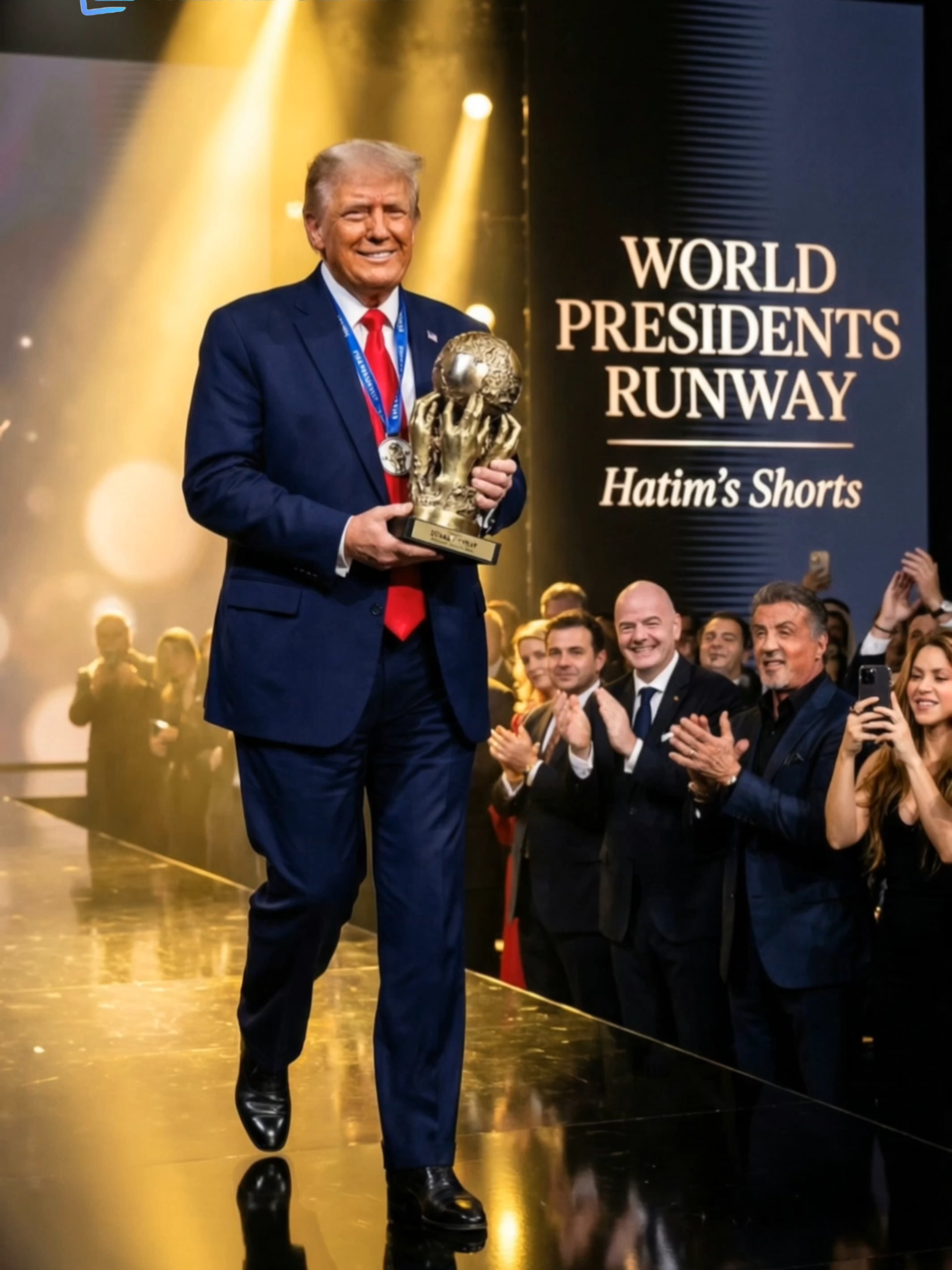 Trump presenting the FIFA Peace Prize… runway style. AI-made, just for fun. You can create funny AI videos at MemeGen AI #memegenai Trump #FIFA #PeacePrize #Funny #Soccer