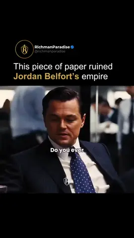 Your closest ally can be your biggest betrayal 😶‍🌫️ Jordan Belfort was wild in the 90s. He built a $100 million business with Stratton Oakmont through scams, fraud, and a whole lot of drugs. But it didn’t last long— the FBI was closing in and offered him a deal to reduce his sentence. He got wired up, and his job was to expose people on Wall Street, including his own friends. But Jordan Belfort wasn’t the type to sell out his allies. On a small piece of paper, he warned his partner not to incriminate himself because he was wired. His partner read it, went silent, and acted like he knew nothing, grateful that Jordan had his back 🤝 A day later, the FBI showed up at his house holding the exact same piece of paper Jordan used to warn his partner. The message was crystal clear: it doesn’t matter who it is— your closest ally can become your biggest downfall ⚠️ #business #loyalty #partners #success #entrepreneurs  Movie: The Wolf Of Wall Street