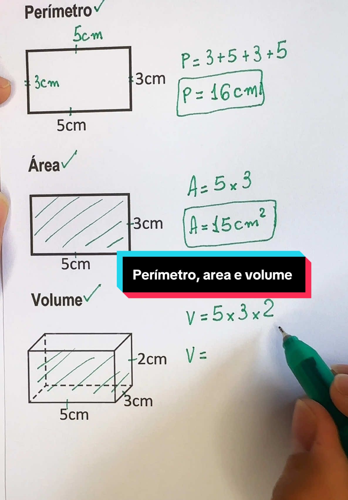 Perímetro, área e volume - Resolução #matematica #matematicabasica #estudar #aprender 