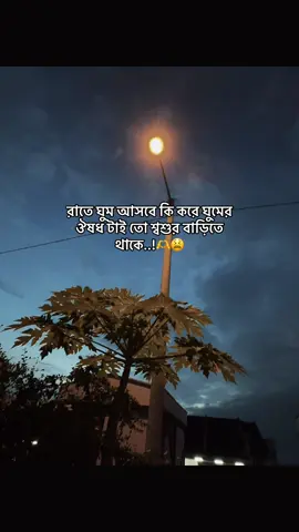 রাতে ঘুম আসবে কি করে ঘুমের ঔষধ টাই তো শ্বশুর বাড়িতে থাকে..!🫶😫 #status #foryoupage #tiktok_trending_video #unfrezzmyaccount #bdtiktokofficial @TikTok @For You @TikTok Bangladesh 