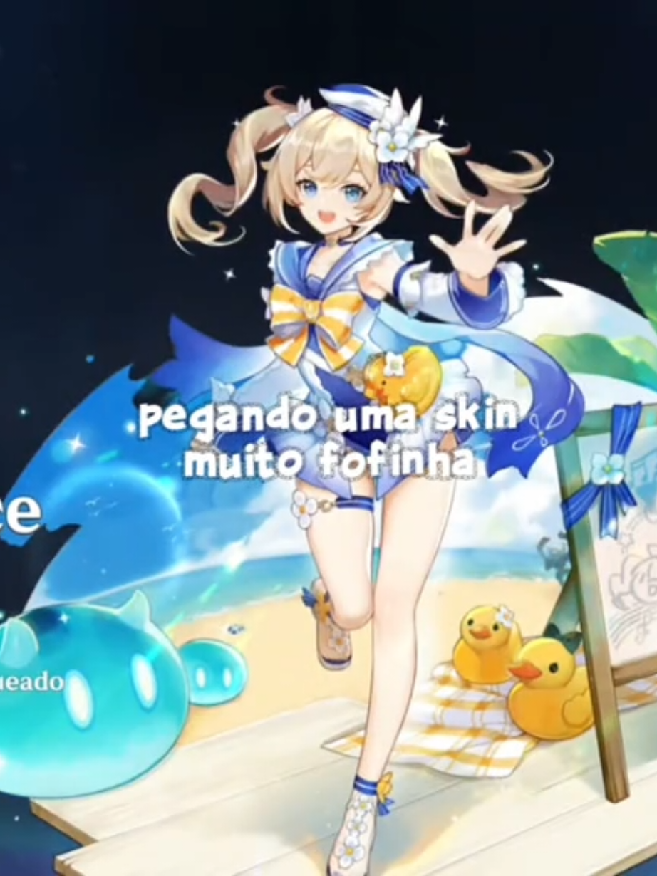 eu acho muito fofa essa roupa da barbara, infelizmente nao sou player velho o bastante pra ter pego de graça #genshin #GenshinImpact #genshintok #foryou #fyp 