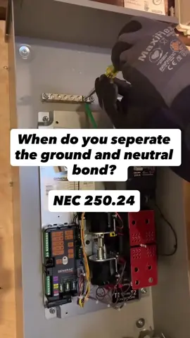 Few Electricians know when to separate the ground and neutrals… Save this for your next service install or inspection: NEC 250.24(A)(5)  Only ONE neutral-to-ground bond in the entire service. Anything else creates: • parallel neutral paths • stray current on the grounding system • shocks • guaranteed fails on inspections This is the difference between installing equipment and understanding the system. Save this, or send to your apprentices. #electrician #apprentice #tradeslife #electricianlife #constructionlife       