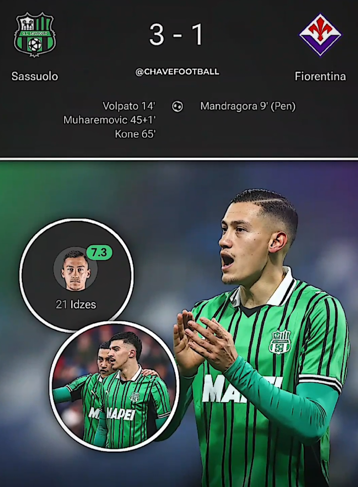 Jay Idzes tampil sebagai starter dan bermain penuh 90 menit, mencatatkan rating solid 7.1   #jayidzes #pemainketurunan  #pemainabroad #sassuolo #fyp 