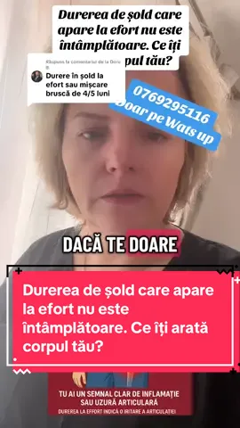 Ca răspuns pentru @Doru B. Durerea de șold apărută la efort sau la mișcări bruște indică un dezechilibru articular. Refacerea țesuturilor și reducerea inflamației se fac treptat, cu sprijin adecvat. Trimite-mi detaliile tale ca să te pot ghida corect. #durereșold #coxartroză #inflamație #bioresonanta #DrMihaelaN
