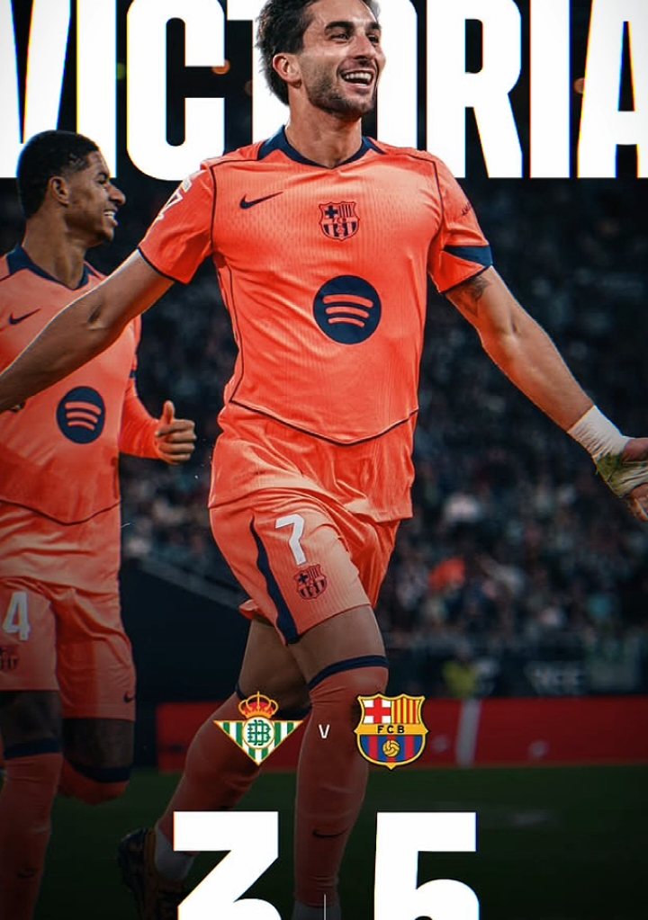 Full Time. Barcelona Berhasil Mengalahkan Real Betis Dengan  skor 3-5. #realbetis #fcbarcelona #comeback  #klasemen #laliga 