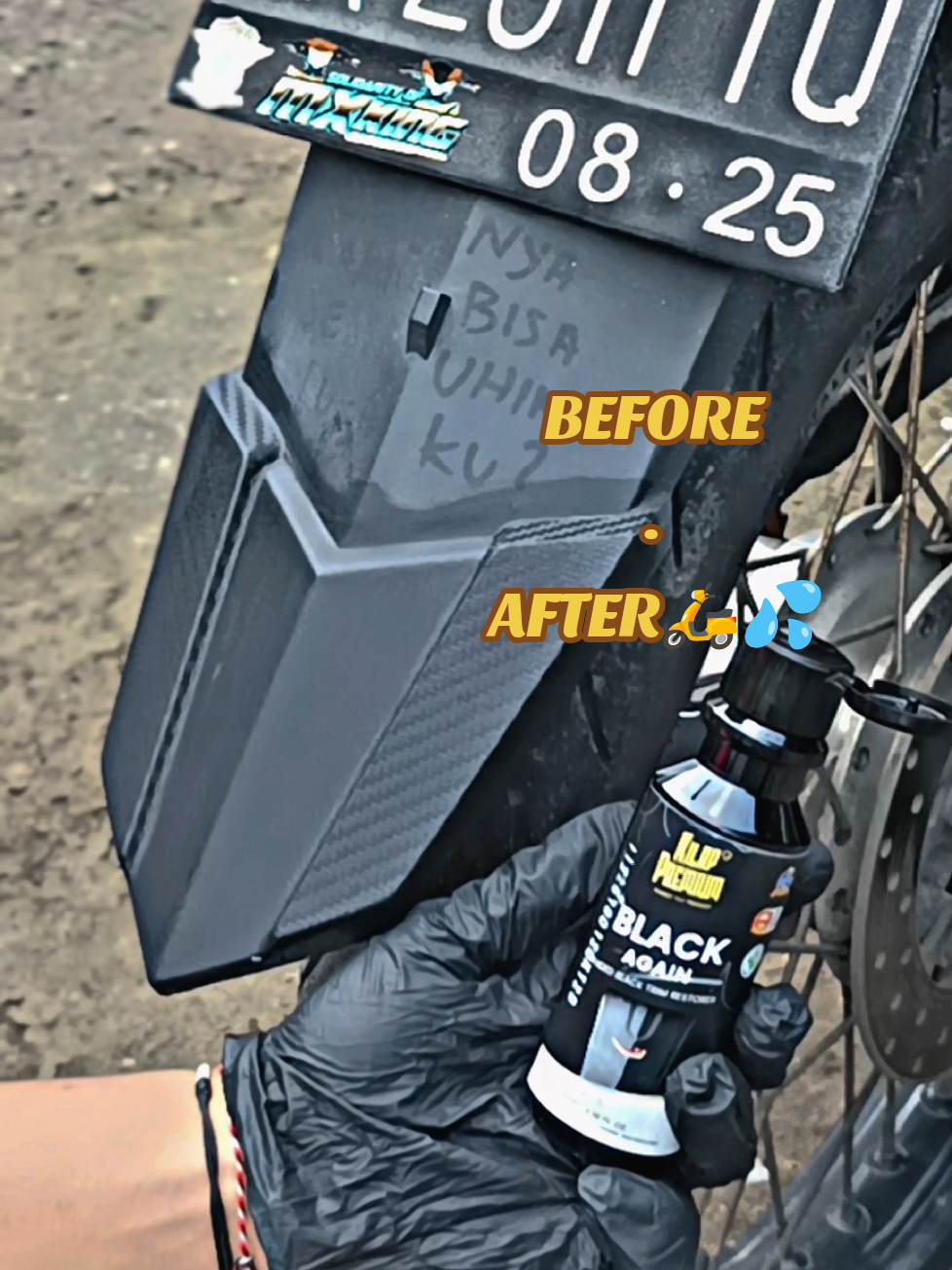 before after pakai kilap premium black again #kilappremium #blackagainkilappremium #blackagain #penghitambody #pengitambodymotor 