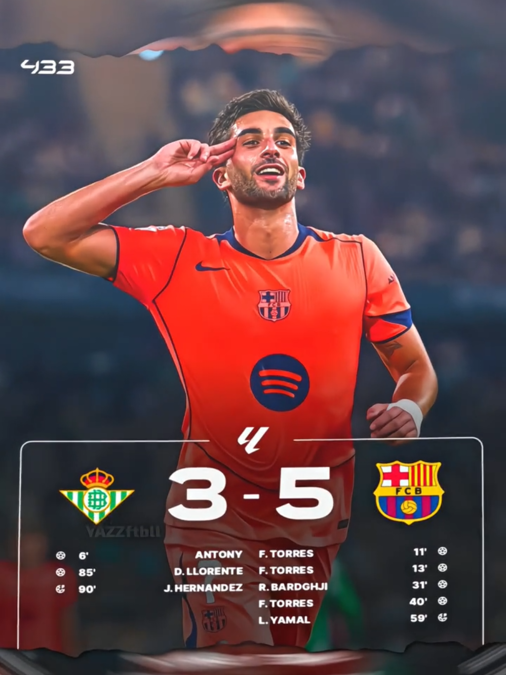 hattrick from F. torres🥶🔥 #barcelona #laliga #realbetis #foryoupage #football 