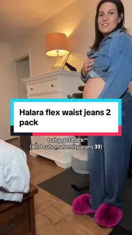 The two pack deal is so good I got more 👀 Halara + maternity-> immediate YES ✨🫶🏻Halara flex waist jeans make for perfect maternity and post partum jeans. #halara #halarajeans #widelegjeans #halarajeanschallenge #fashiondeals