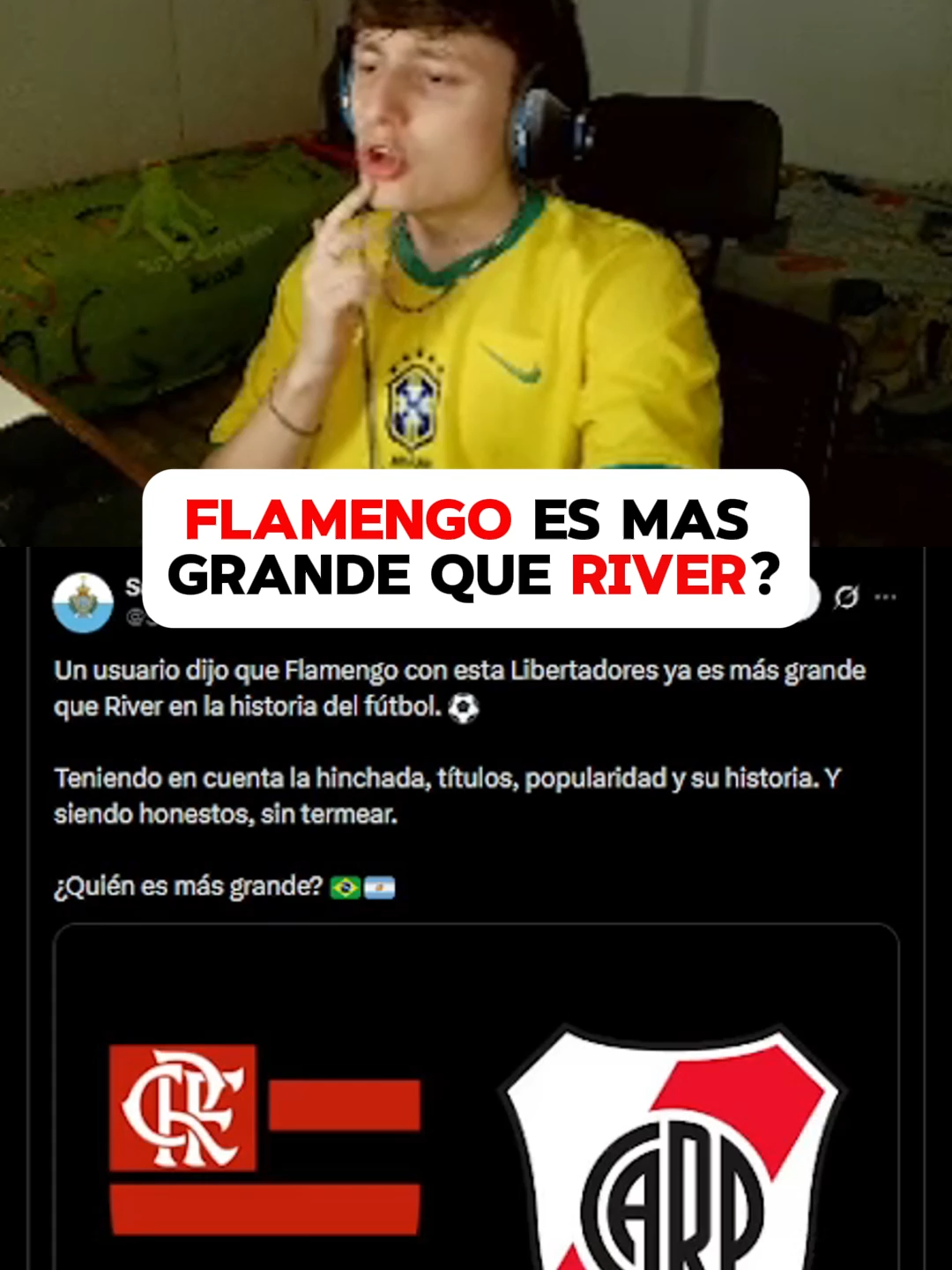 FLAMENGO ES MAS GRANDE QUE RIVER? | #river #futbol #futbolargentino #libertadores #stream #clips #kick #fyp #matini
