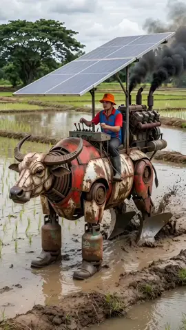 หุ่นยนต์พลังงานโซล่าเชลไถนา #คลายเครียด #funny #robot #machine #ตลกขบขัน 