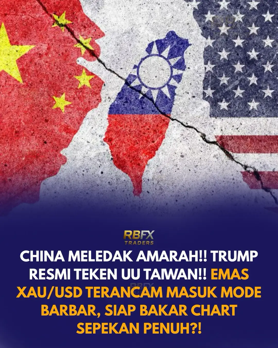 Pasar global kembali bergejolak setelah Donald J. Trump resmi menandatangani Taiwan Assurance Implementation Act, sebuah undang-undang yang mewajibkan AS meninjau ulang hubungan dan pedoman interaksi resmi dengan Taiwan secara rutin. Langkah ini langsung memicu kemarahan Beijing yang menilai kebijakan tersebut sebagai pelanggaran terang-terangan terhadap prinsip “Satu Tiongkok”. Sumber berita: Reuters melaporkan bahwa China mengecam keras keputusan Trump dan memperingatkan bahwa langkah ini dapat memicu ketegangan baru di kawasan Indo-Pasifik. Di sisi lain, Taiwan menyambut UU ini sebagai langkah besar dalam memperkuat kerja sama diplomatik. Palestina politik memanas, tensi geopolitik meledak, dan pasar keuangan pun bereaksi spontan. Dan di tengah drama ini — emas kembali menjadi bintang utama. Ketika ketegangan AS–China meningkat, para pelaku pasar langsung masuk mode “safe haven”. Investor global mulai mengalihkan dana dari aset berisiko ke emas, memicu potensi lonjakan volatilitas pada XAU/USD sepanjang pekan perdagangan 8–12 Desember 2025. Tekanan geopolitik sebesar ini biasanya membuat emas melesat, terlebih ketika dolar AS ikut melemah akibat kekhawatiran global. Namun ekstremnya sentimen justru membuka dua kemungkinan sekaligus: emas bisa meledak ke atas dalam gerakan barbar, atau terkoreksi tajam jika ada pernyataan diplomatik yang meredakan situasi. Pola minggu depan diperkirakan penuh gejolak: setiap update dari Beijing, Washington, atau Taipei dapat memicu swing besar dalam hitungan menit. XAU/USD berpotensi mengalami reli agresif jika ketegangan makin panas, tapi jangan remehkan kemungkinan whipsaw brutal jika pasar menilai ancaman itu mereda sementara. Bagi trader, ini adalah minggu yang membutuhkan kewaspadaan penuh. Volatilitas bukan sekadar besar — tapi bisa “membakar chart” sepanjang pekan. #goldrush #xauusd #geopolitik #trumpchina #emas 