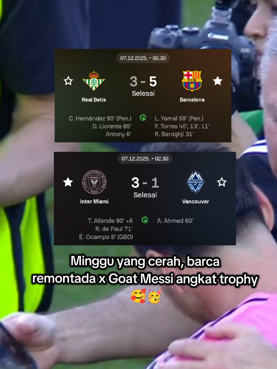 Kalau paginya senyam senyum dipastikan itu fans barca x Messi 😍🥰🔥 #lionelmessi #intermiami #barcelona #remontada 