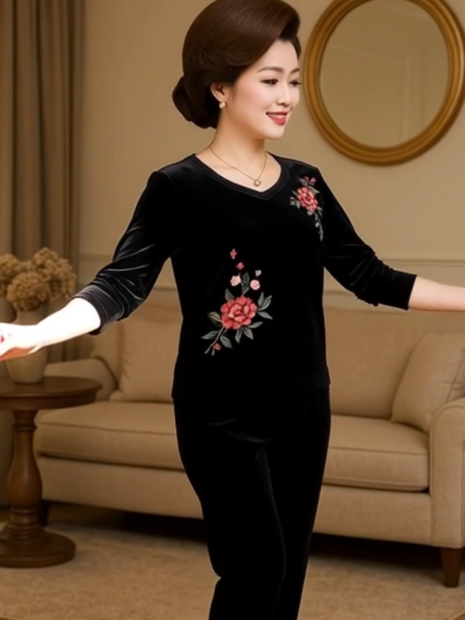 bộ quần áo trung niên chất nhung thêu hoa thu đông cho mẹ#nhungnhungshopp #xuhuong #bodotrungnien #viral #hottrend