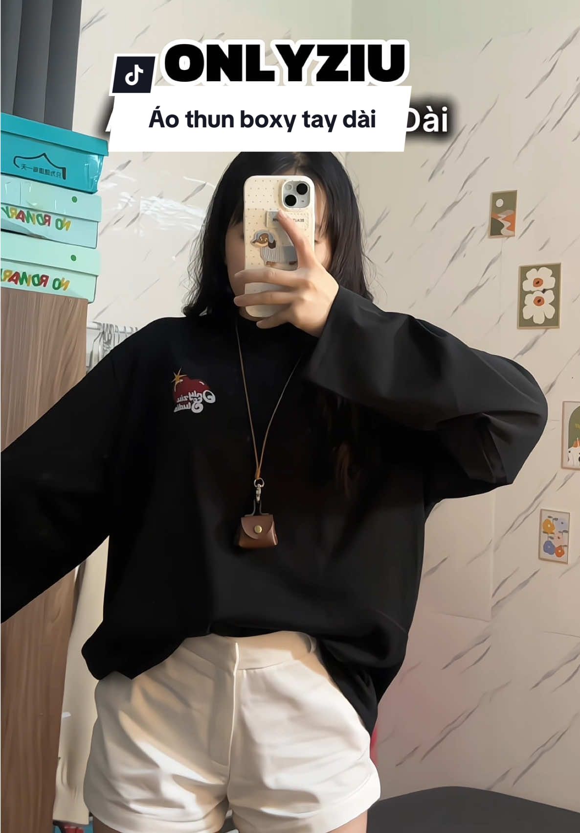 áo thun tay dài form boxy #aothuntaydaiformrong #outfit #review #phoidoxinh #fyp 
