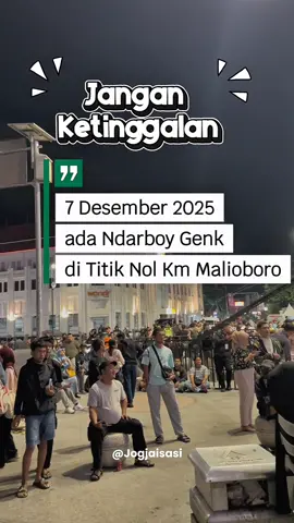 Konser Loro Ati Ndarboy Genk, di Titik Nol Jogja, siap goyang integritas? Malam ini, 7 Desember 2025, kita ramaikan Road to HAKORDIA 2025 di Titik Nol Kilometer dengan Panggung di Monumen Serangan Umum 1 Maret! 🔥 Ndarboy Genk bakal tampil spesial untuk menyulut semangat gerakan anti korupsi lewat musik, edukasi, dan keseruan tanpa batas. dan tentunya di Malioboro Full Pedestrian Di Jogja, integritas bukan cuma dibahas—tapi dirayakan bareng-bareng. Mari satukan aksi, basmi korupsi. Serentak. Masif. Berdampak. #jogjaistimewa #infojogja #malioboro #eventjogja #jogja24jam 