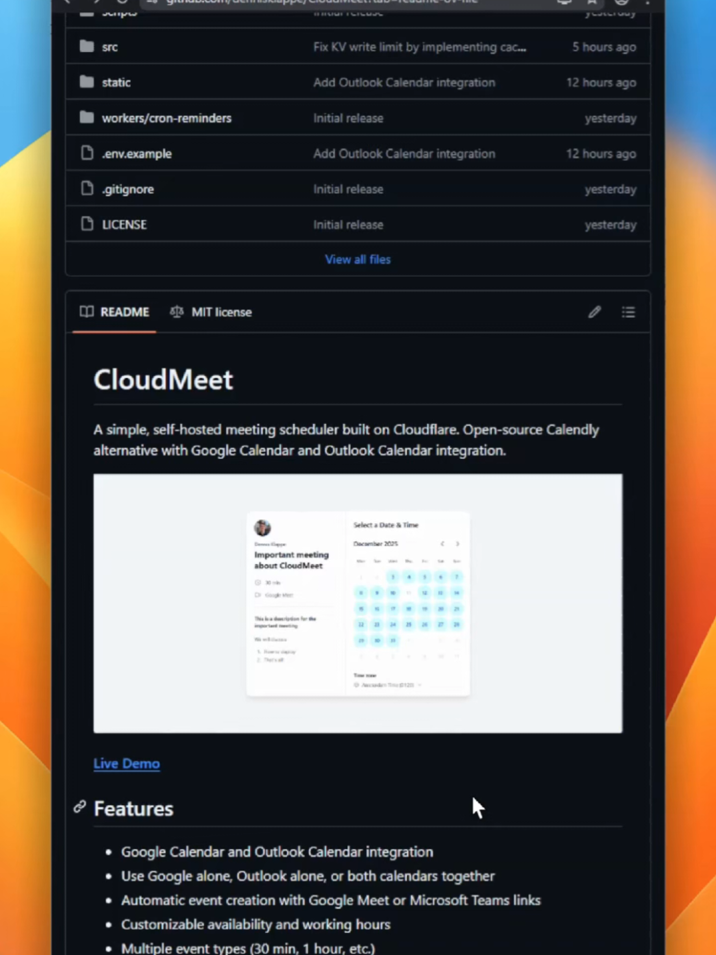 Calendly is cool—but what if you could self-host it for free? Meet CloudMeet—a simple, open-source meeting scheduler that runs entirely on Cloudflare’s free tier. Connect Google Calendar, Outlook Calendar, or even both at the same time.  #github #opensource 