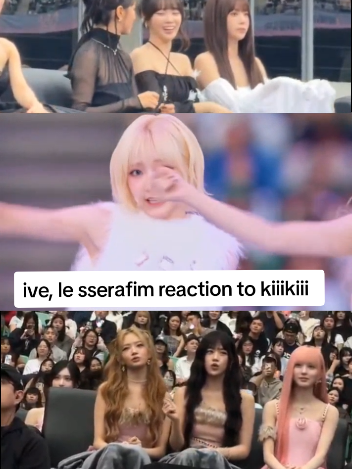 ive, le sserafim reaction to kiiikiii at aaa 2025 #kiiikiii #ive #lesserafim #asiaartistawards #idolreaction 