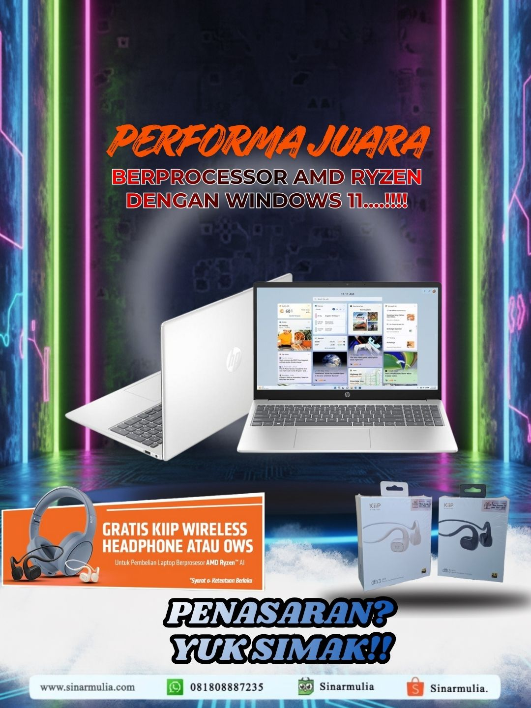 🔥 PROMO SPESIAL BUAT KAMU YANG MAU UPGRADE LAPTOP! Laptop bertenaga AMD Ryzen + Windows 11 kini hadir dengan performa kencang, stabil, dan nyaman dipakai untuk kerja, kuliah, maupun hiburan harian. ✨ Kelebihan yang Kamu Dapatkan: ⚡ Prosesor AMD Ryzen yang irit daya tapi tetap powerful 🪟 Sistem operasi Windows 11 yang modern, mulus, dan intuitif 🎧 BONUS: Gratis KIIP OWS untuk setiap pembelian laptop AMD Ryzen (*S&K berlaku) Cocok buat multitasking, editing ringan, meeting online, sampai entertainment seharian tanpa ngelag! 💬 Penasaran sama unit & promo lengkapnya? Yuk cek videonya dan langsung amankan promonya sebelum kehabisan! Jangan lupa klik keranjang kuning🛒😉 @amd @windows #promo#amd#windows11#promoamd#freetws#hp#em0332au#multitasking#sinarmuliasuksesmakmur#garansiresmi