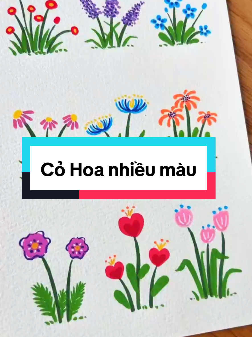 Thêm vào bộ sưu tập hoa cỏ mùa xuân! Hoa cỏ nhiều màu, nhiều kiểu, đơn giản mà xinh xuất sắc! #vetranh #hoaco#tapve #xuhuong #viral @Phương Trần 