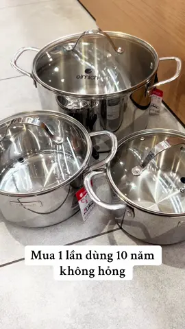 Bộ nồi inox 3 lớp đáy liền nguyên khối Elmich.Bền bỉ,chắc chắn,an toàn.Sử dụng cho mọi loại bếp #xuhuong #elmich #bonoiinox 