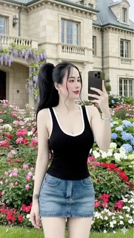 Áo nữ cổ tim sát nách phối viền chất thun cotton dày mịn .             ##thoitrangdonu##thoitrangtiktok##aonu##ao