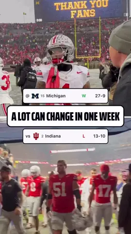 From the thrill of victory to the agony of defeat in just one week’s time for the Ohio State Buckeyes 📈📉 (🎥: AdamKing10TV, CFBonFOX / X) #ohiostate #ohiostatefootball #ohiostatebuckeyes #CollegeFootball #cfb 