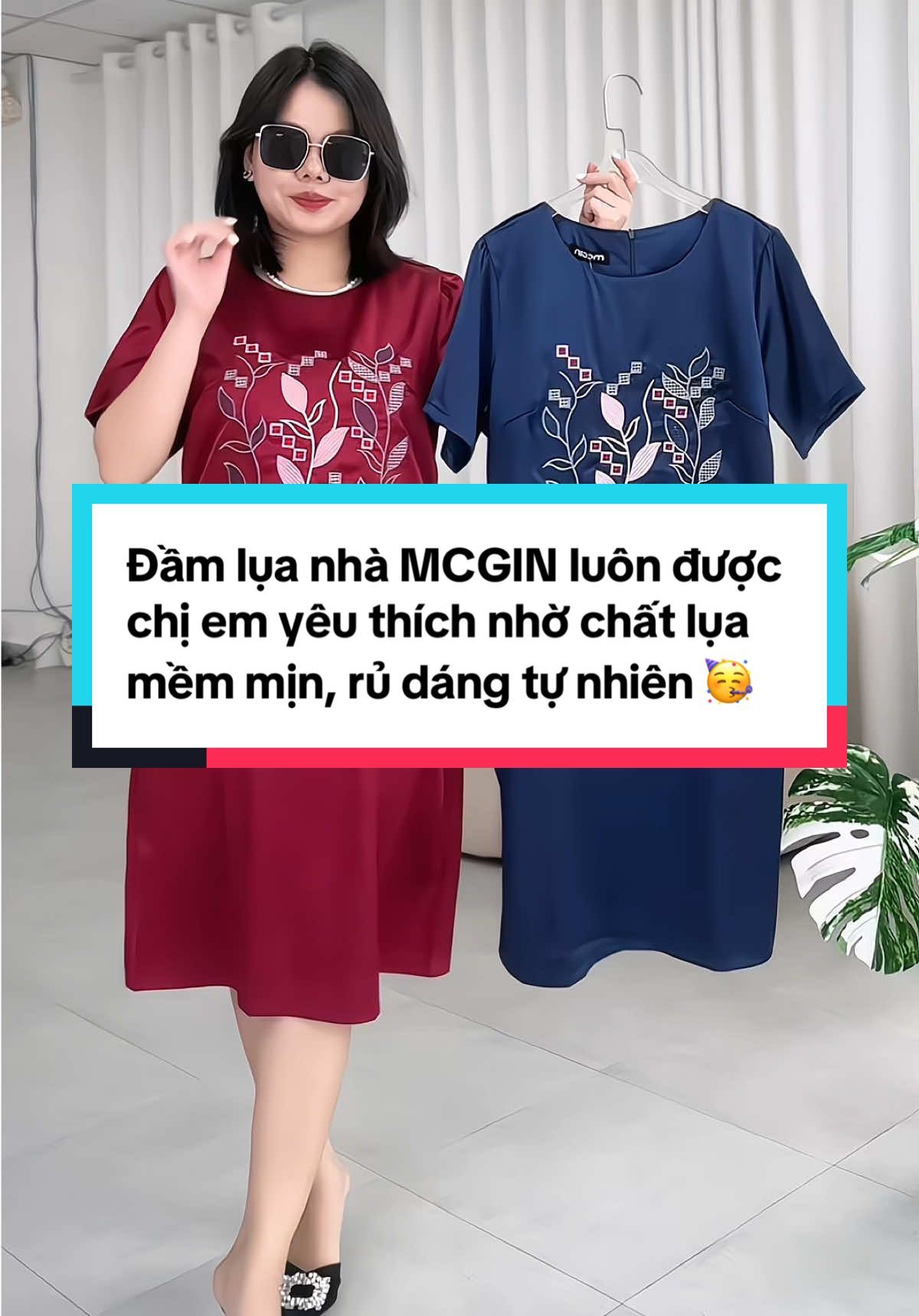 Đầm lụa nhà MCGIN luôn được chị em yêu thích nhờ chất lụa mềm mịn, rủ dáng tự nhiên và khả năng che khuyết điểm vô cùng tinh tế 😍  #damtrungnien #damtangme #dambigsize #damthietke 