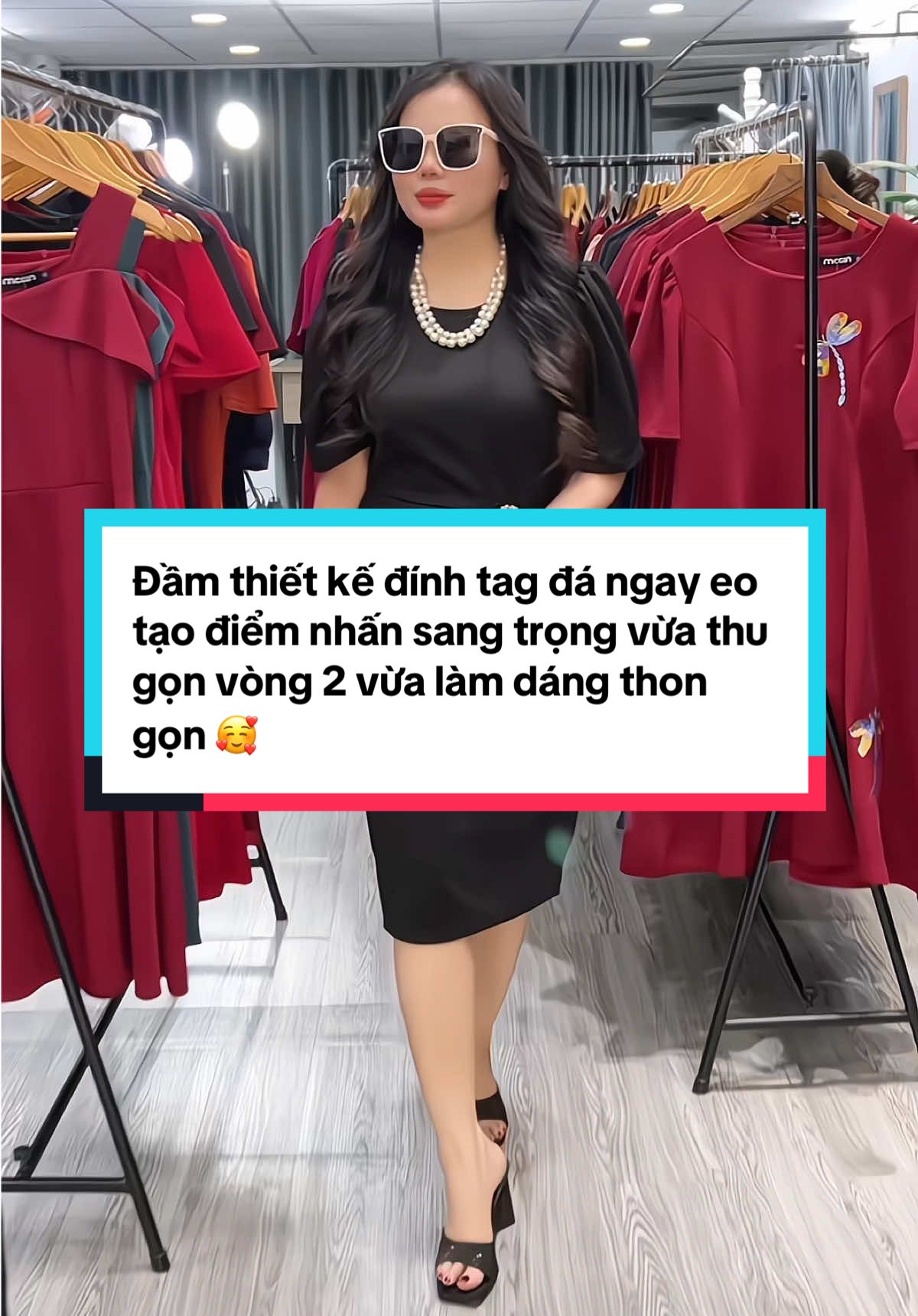 Đầm thiết kế đính tag đá ngay eo tạo điểm nhấn sang trọng vừa thu gọn vòng 2 vừa làm dáng thon gọn hơn ạ 🥰  #damtrungnien  #damtangme #dambigsize #dđamutiec 