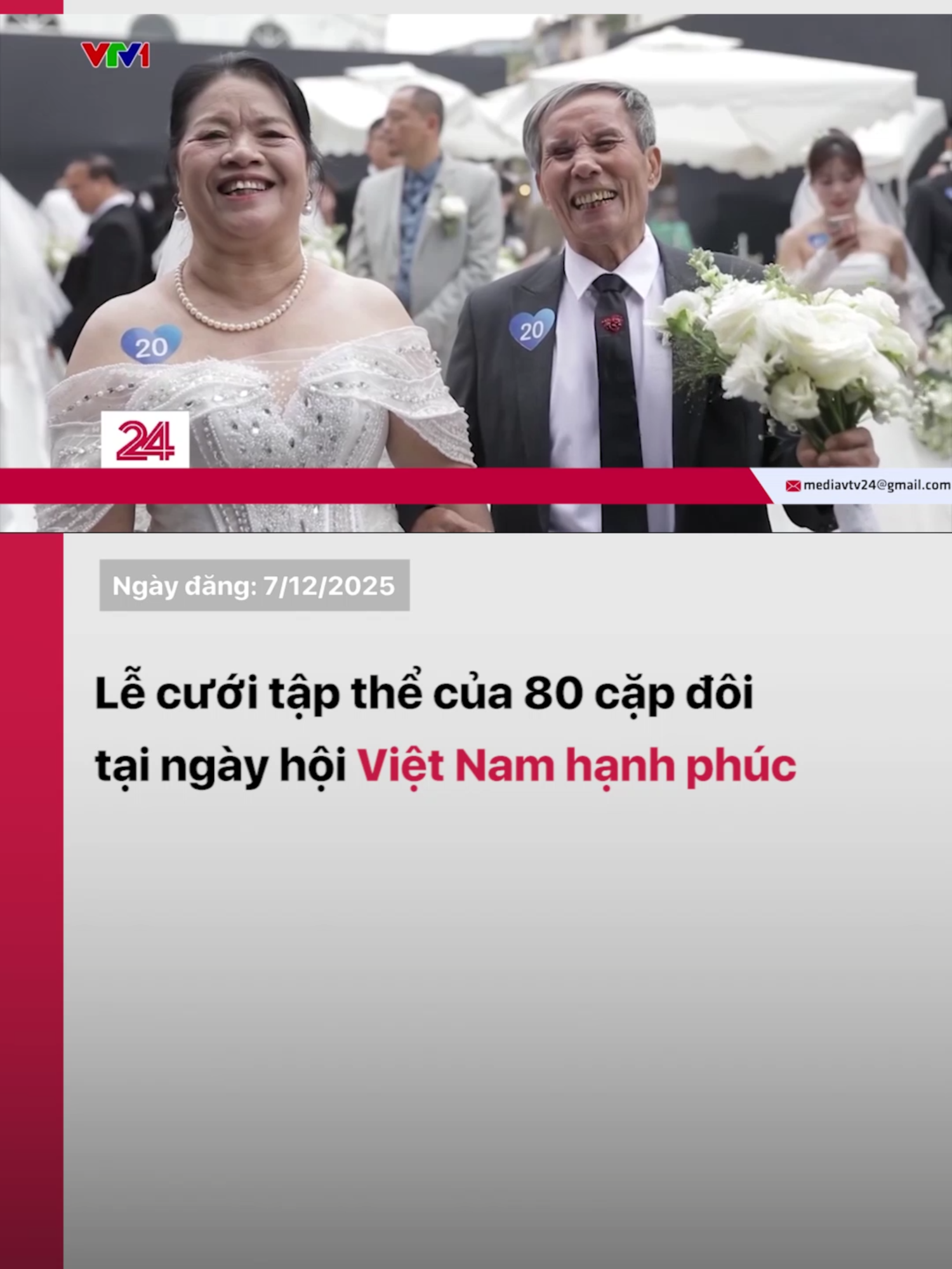 80 cặp đôi - 80 dấu ấn của sự kiên định, của niềm tin, của sức mạnh tình yêu trong con người Việt Nam. Họ đã cùng nhau góp phần viết nên Việt Nam hạnh phúc.#vtv24 #vtv24news #tiktokvtv24