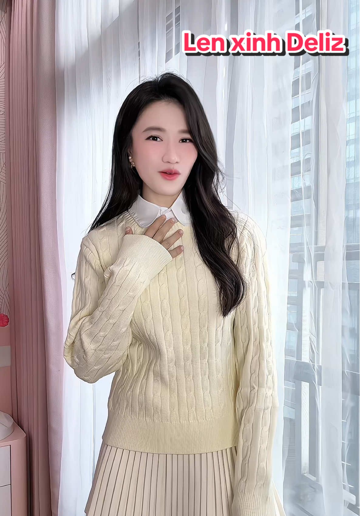 DELIZ Áo len cổ tròn vặn thừng #aolennu #aolencotron #aolenvanthung #Deliz #quynhchanhsa 