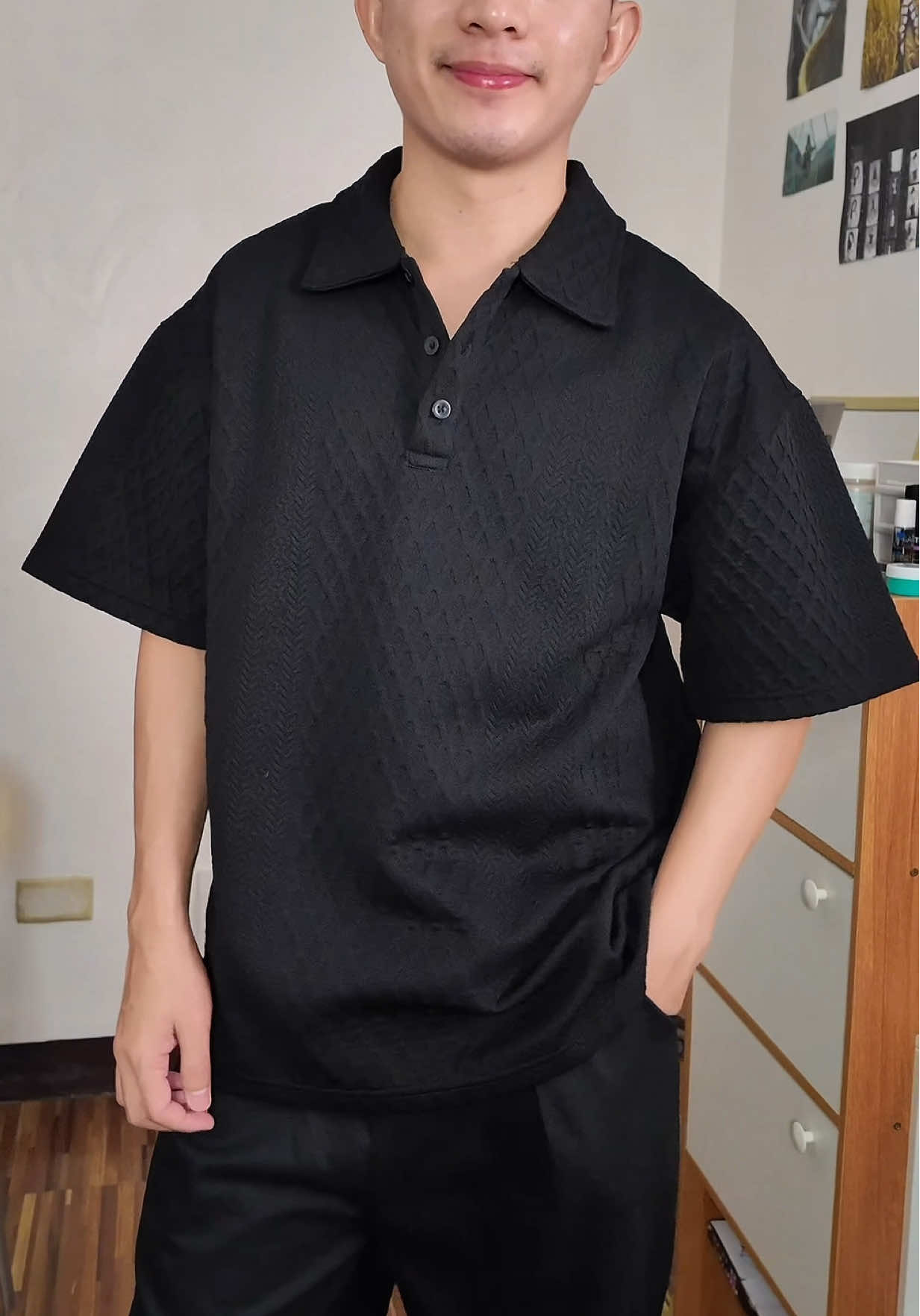 Textured polo for men