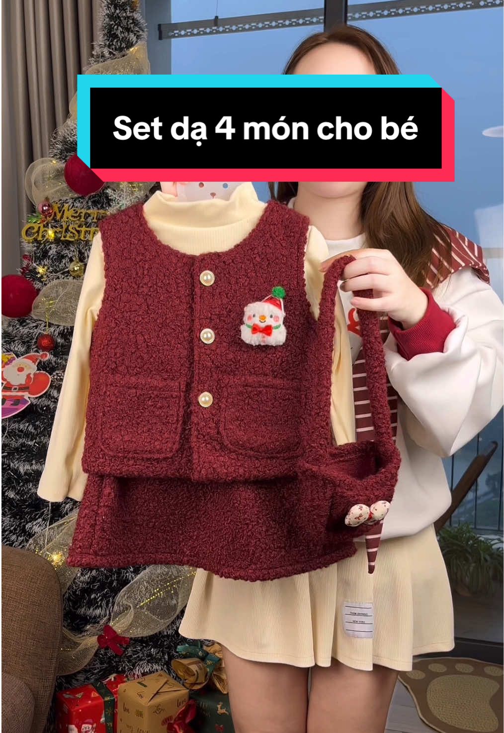 Set dạ 4 món mềm ấm xinh cho bé #setdachobe #setxinhchobe #vaythudongchobe #vaynoelchobe #xuhuong 