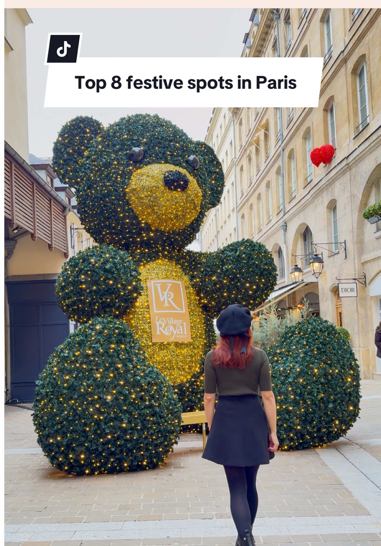Save this reel for your Christmas trip to Paris 🎄 This December was my first time experiencing Paris during the festive season — and it truly exceeded all my expectations. The lights, the decorations, the atmosphere… everything felt like stepping into a Christmas fairytale.  I wanted to share my top 8 festive spots with you so you can plan the most magical winter stroll through the city ⬇️ Dior – Avenue Montaigne The most magical Christmas façade in Paris. Truly an unmissable spot — you’ll stop in awe. 2. Galeries Lafayette The most iconic Christmas tree in Paris. This year’s red tree might be my favorite — bold, festive, and absolutely stunning. 3. Tuileries Garden Christmas Market A lively, festive spot full of lights, treats, and that unmistakable holiday magic. 4. Village Royal A sweet, heartwarming corner of the city with giant teddy bears — simple, charming, and perfect for photos. 5. Place Maurice Barrès Elegant, quiet, and beautifully decorated — a lovely stop on a Christmas stroll. 6. Chanel – Rue Cambon Timeless Parisian luxury with a festive touch. Exactly what you’d expect from Chanel. 7. Place Vendôme Golden lights and perfect symmetry — feels like walking through a Christmas postcard. 8. Galerie Vivienne Warm, intimate, and nostalgic. Magical any time of year, but extra special at Christmas.  Which spot would you visit first? Follow @voyaflair for travel guides ✈️ #visitparis #christmasinparis #christmasspotsparis #festivevibes #christmasvibes 