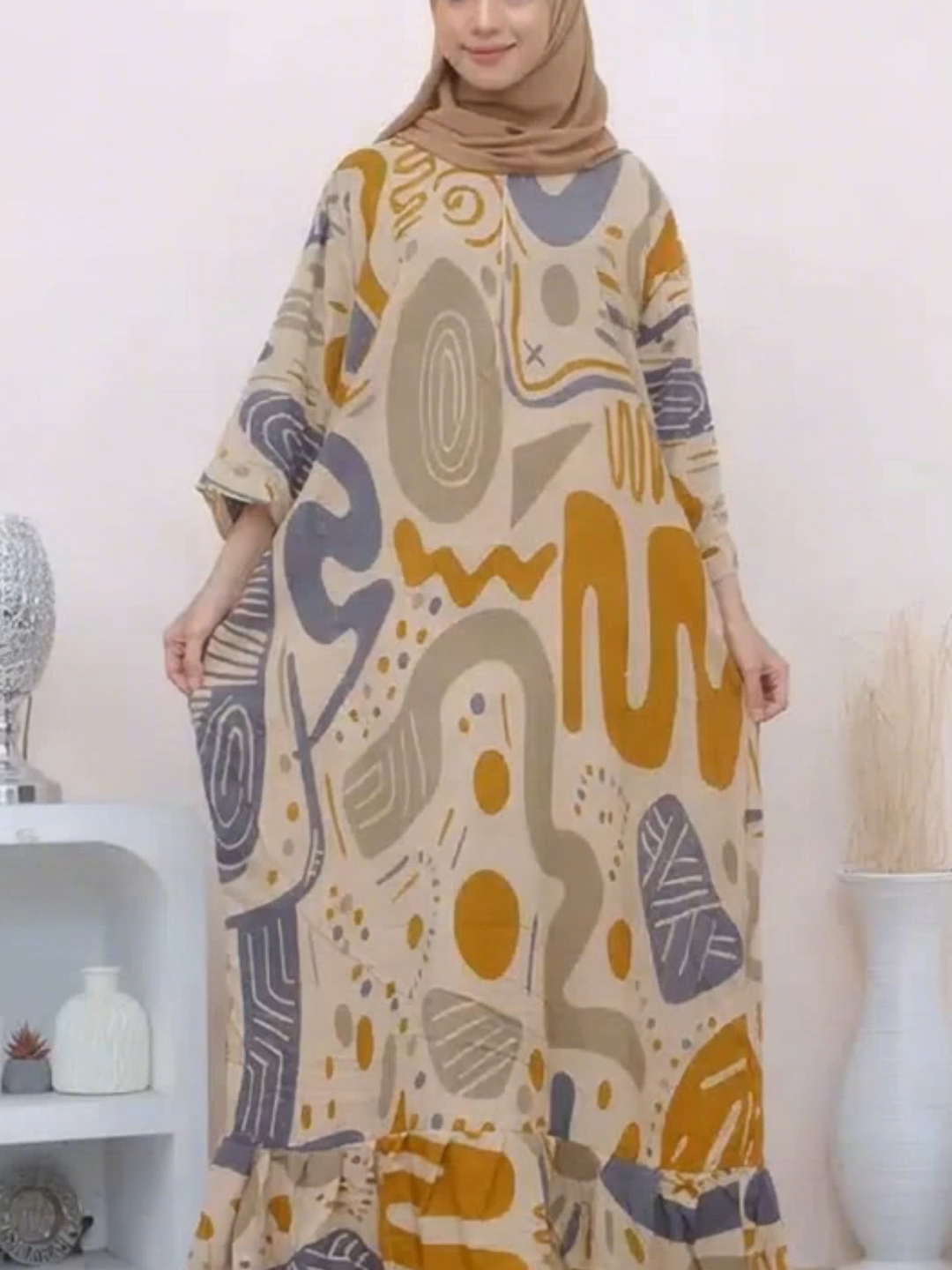 Daster dress midi dress motif kekinian tangan 3/4 katun rayon nyaman panjang wanita bumil busui friendly daily!#tiktokaffiliate #racuntiktok #wajibpunya #foryoupage #fyp