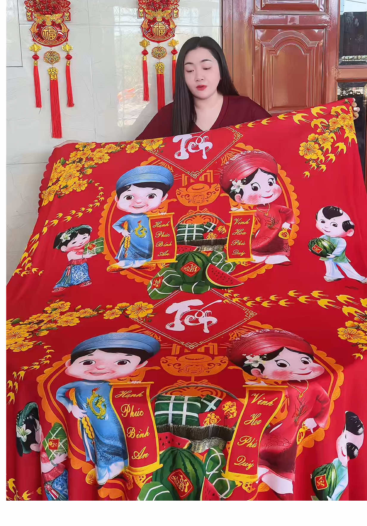 Khăn trải bàn trang trí Tết #khantraiban #khantraibantron #khantraibantrangtritet 