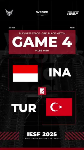 Indonesia 2-2 Turki Bronze Match Bawakan Trio Hero Badan (Grock, Fredrin, Lapu-Lapu) Timnas Turki sukses menjaga Granger sampai snowball dan paksa Indonesia bermain ke game kelima! MVP Game 4: Rosa - Pharsa IESF World Esports Championship 2025 🗓 3 - 7 Desember 2025 Live di YouTube MLBB Esports, IESF, dan PB ESI #WEC25 #IESF #TimIndonesia #MLBBEsports #NiceGame
