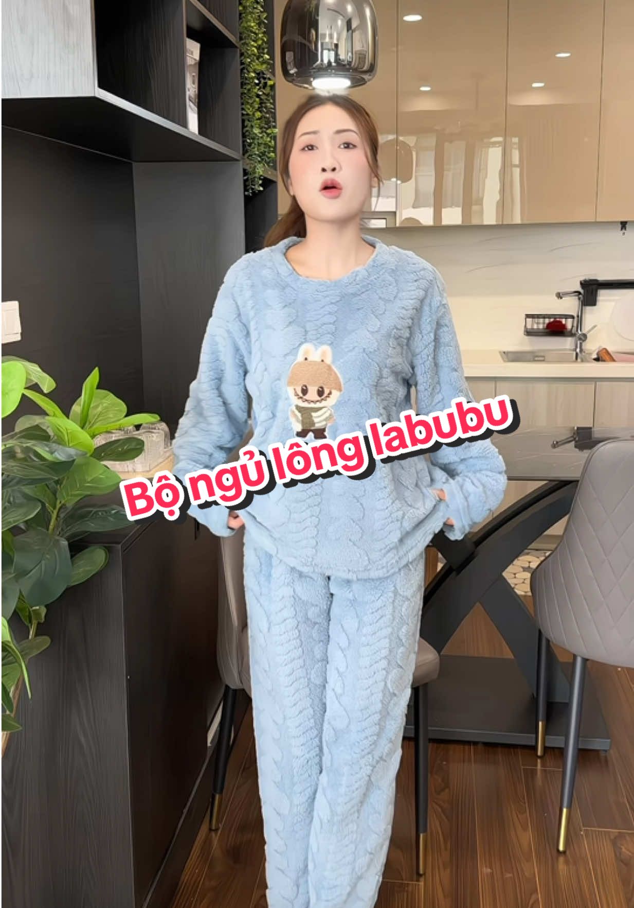 Bộ ngủ lông labubu siu ấm 