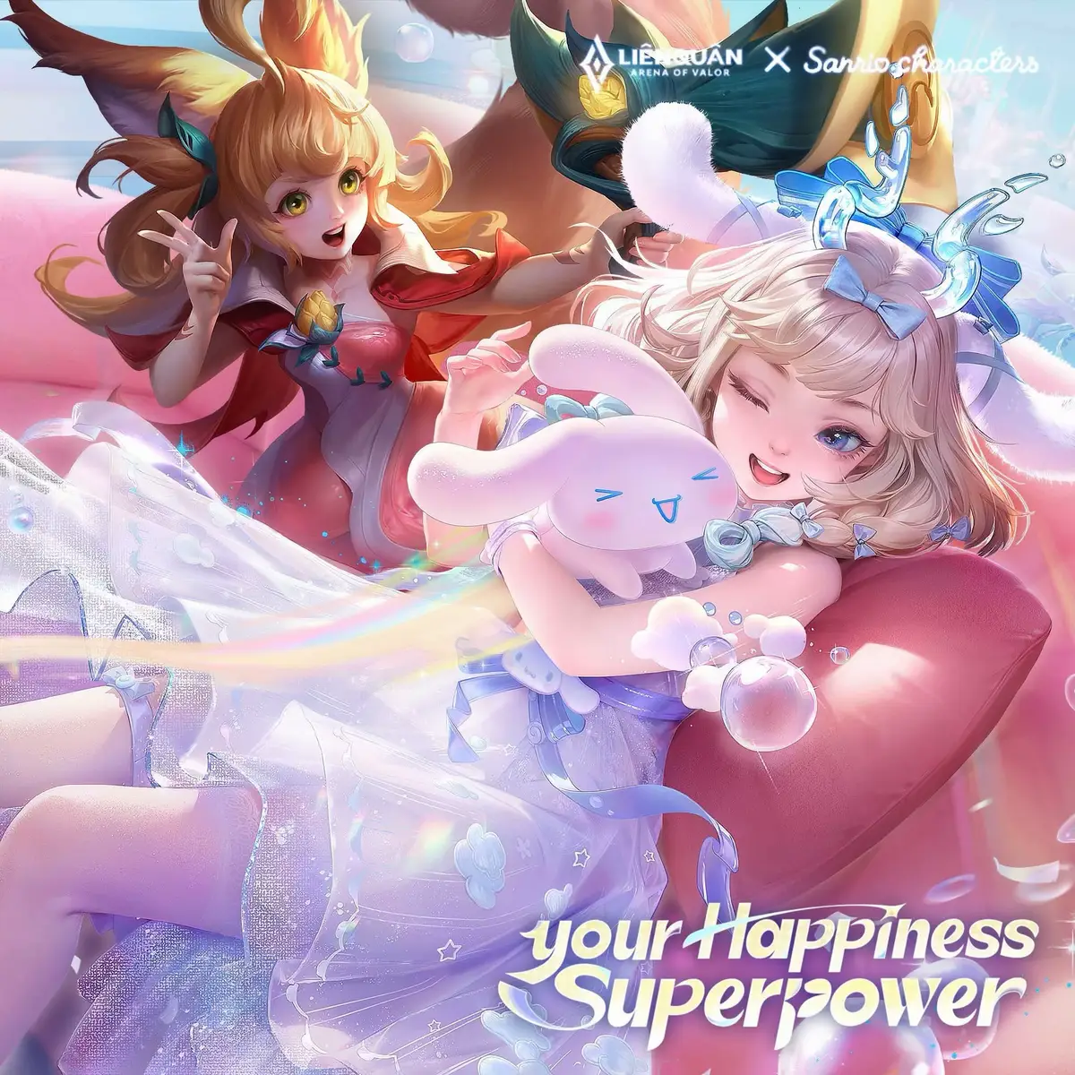 Liên Quân x The Sanrio Characters 💜 Các nhân vật Sanrio mời bạn giải phóng sức mạnh của hạnh phúc 💞💞💞 🌟Natalya Kuromi's Heart 🌟Aya Cinnamoroll's Dream 📌 Ngoài ra còn 2 nhân vật bí ẩn sẽ được miễn phí toàn sever, ae có đoán được không nào ?  Dự kiến 6-8K quân huy cho sự kiện này  Nguồn : ©Little Witch AOV #lienquanmobile #Sanrio #Characters #24giodoggy 