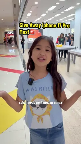 Give Away Iphone 17 Pro Max!🚨 Bagi siapa yang bisa jawab pertanyaan aku! Yang tau komen! 😍 #auliabarbara #bocilhedon #foryourpages #trendingtiktok 