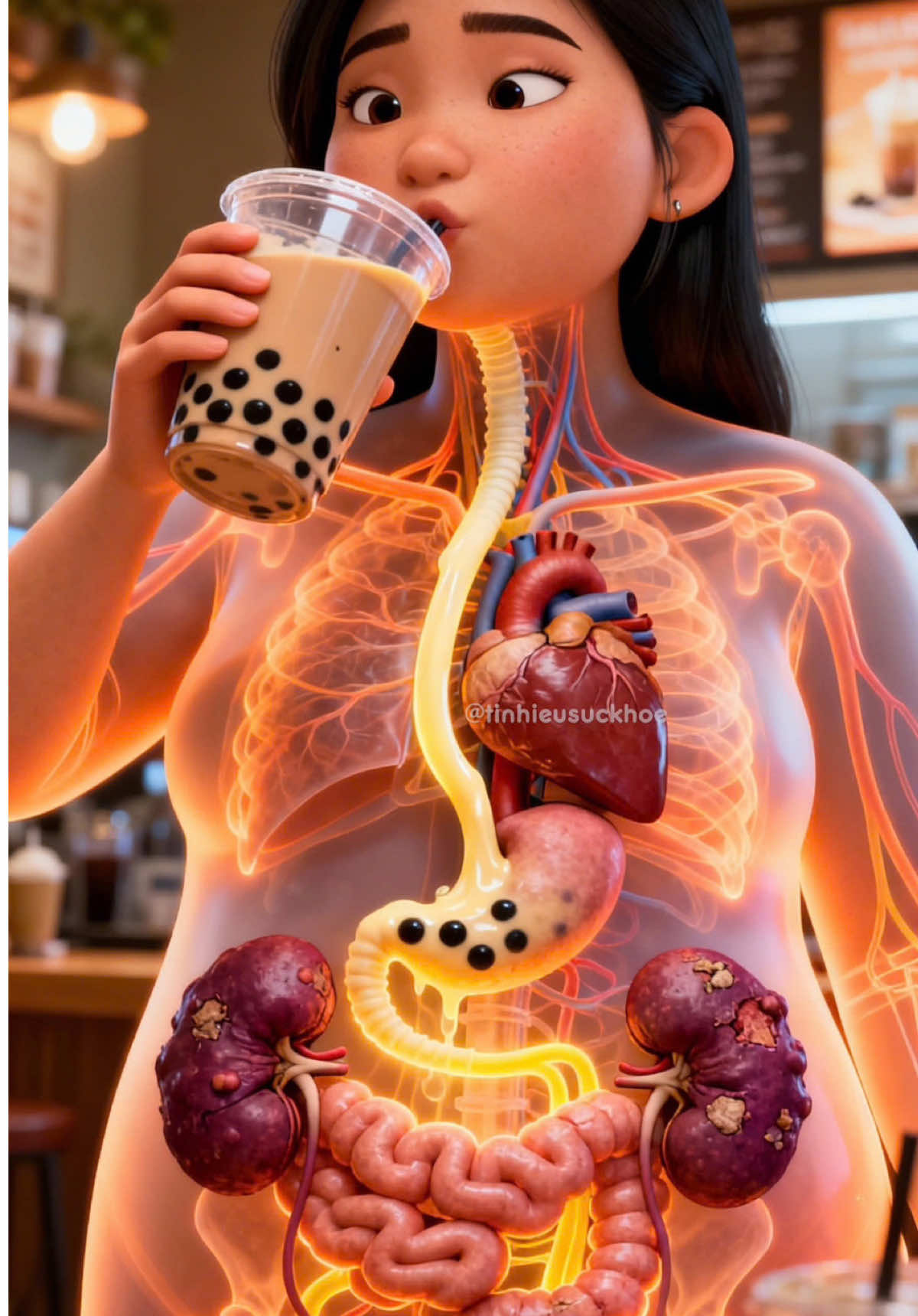 🥤 Trà sữa, đồ uống ngọt… tích lại từng ngày. 🩺 Đến lúc thận lên tiếng… thường là đã muộn. #tinhieusuckhoe #trasua #than #douong #suckhoe 