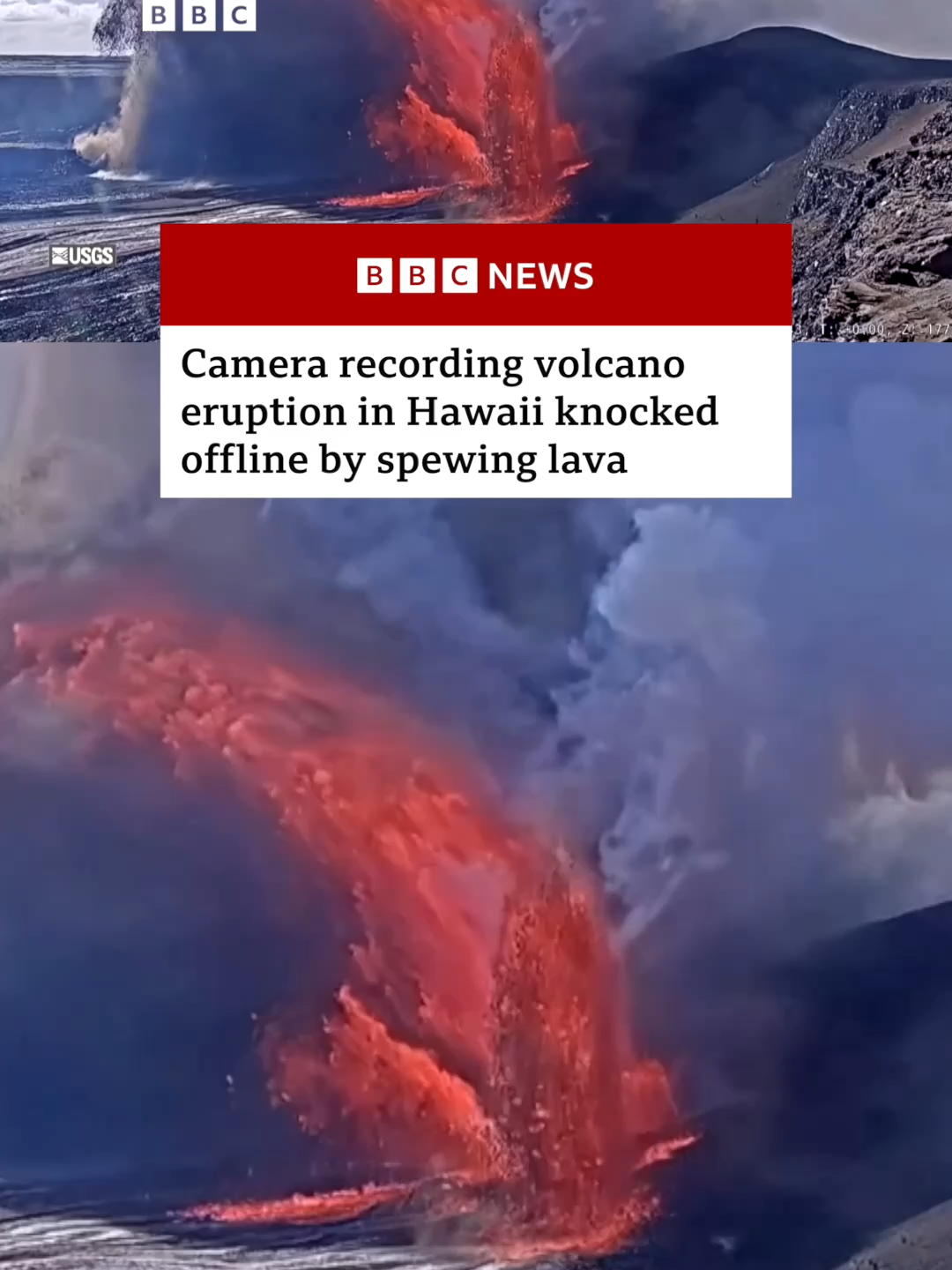 Lava fountains up to 30m high were seen from Kilauea in Hawaii Volcanoes National Park on Saturday, the USGS said. #Volcano #Hawaii #Lava #VolcanicEruption #BBCNews
