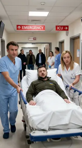 A sudden emergency sends Zelensky into the ICU, with Macron and Meloni rushing him through the corridor. Inside, Dr. Merz and Dr. von der Leyen try everything… until an unexpected “method” changes everything. Made with AI, just for fun😂 #Zelensky #Macron #VonDerLeyen #Merz #Funny 