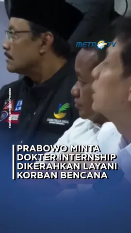Presiden Prabowo meminta kepada Menteri Kesehatan Budi Gunadi Sadikin untuk mengerahkan dokter internship untuk membantu korban bencana Sumatra. Hal ini ia katakan saat rapat terbatas bersama jajarannya di Banda Aceh, Minggu (7/12). #MetroTV #tiktokmetrotv #tiktokberita #beritaviral #viral #fyp #banjirbandang #bencana #banjir #aceh #prabowo #prayforsumatra #prayforaceh #menterikesehatan #budigunadisadikin #dokter #dokterinternship